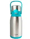 Termo de Acero Inoxidable con detalles turqueza, 3 Lts.